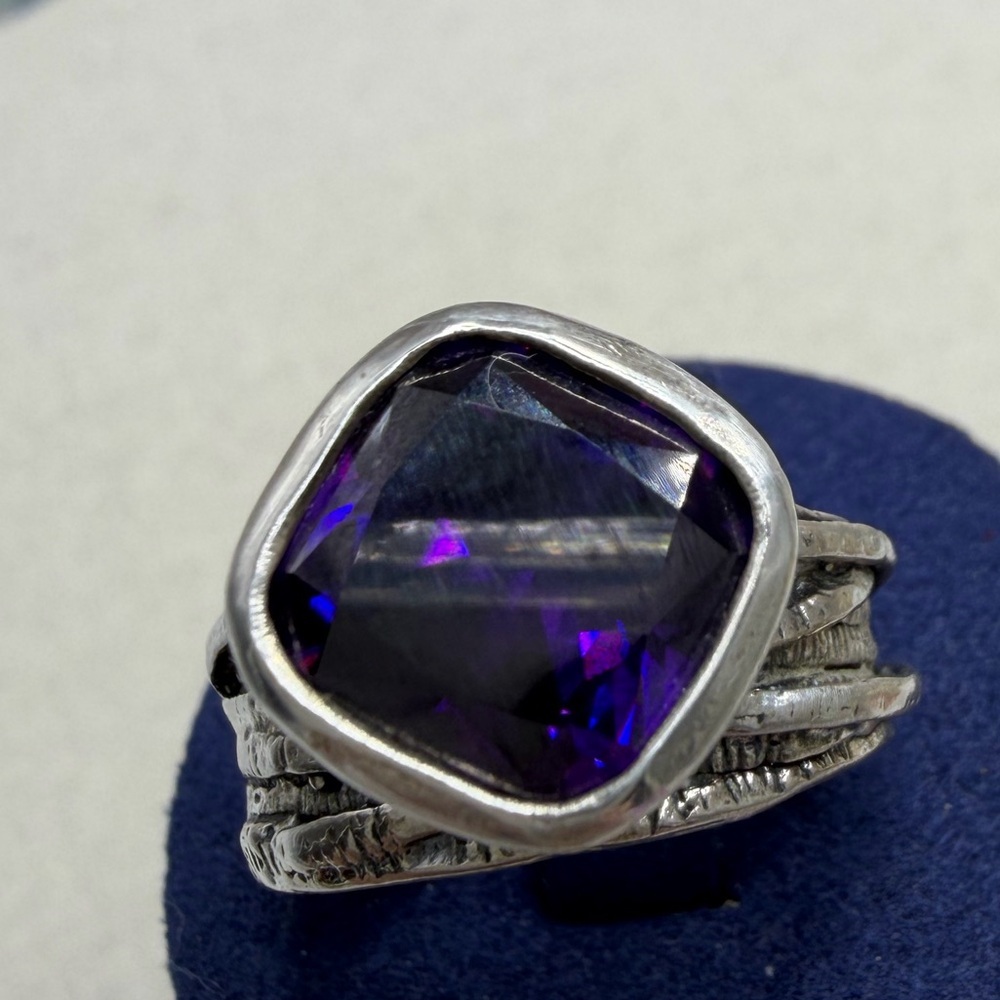 😎50% off Silpada 925 sterling Gladiator Amethyst ring size 9 #22STR